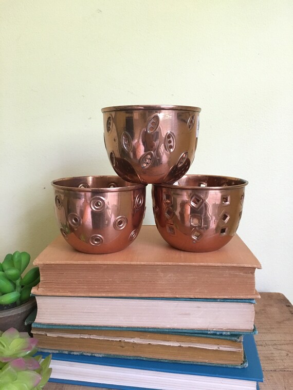 Copper Metal Votive Holders Pottery Barn Set Of Three Etsy