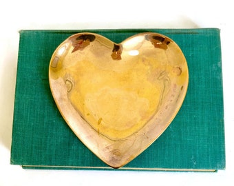 Brass Heart Shaped Ring or Trinket Dish, Catchall