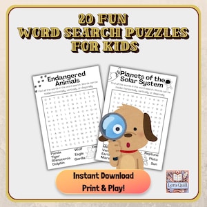 20 Word Search Puzzles for Kids | Fun Educational PDF | Spring, Animals, Space & More!