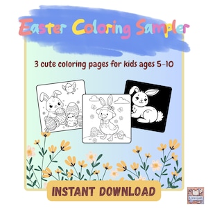 Páginas para colorear de Pascua – Conejitos, pollitos y patito adorables (PDF, A4 + Carta US)