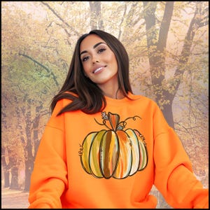 Gemalt Kürbis-Sweatshirt, gemütlicher Herbst-Crewneck für Herbst, Thanksgiving und Kürbissaison-Vibes