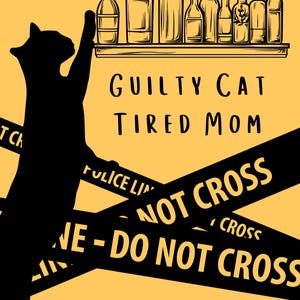 Art numérique drôle de chat coupable, impression de maman de chat fatigué, cadeau mignon d'amant de chat, conception de T-shirt de maman de chat, art mural, carte, imprimable PNG SVG