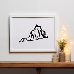 Virginia Typography Print | Minimalist State Wall Art | Modern Home Decor | Unframed Rolled Poster | Gift for Virginia Lovers