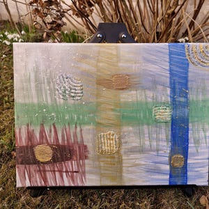Acrylic painting canvas artwork abstract 30 x 40 cm gold glitter