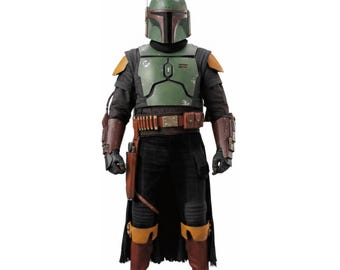 Disfraz de Boba Fett para cosplay, traje de vuelo, traje de cazarrecompensas de Star Wars, disfraz personalizado negro inspirado en Mandalorian con cinturón