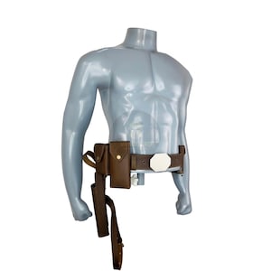Han Solo Star Wars Cosplay Leather Belt | Mandalorian Han solo Blaster Belt with Holster & Utility Pouches | Smuggler Costume Accessory