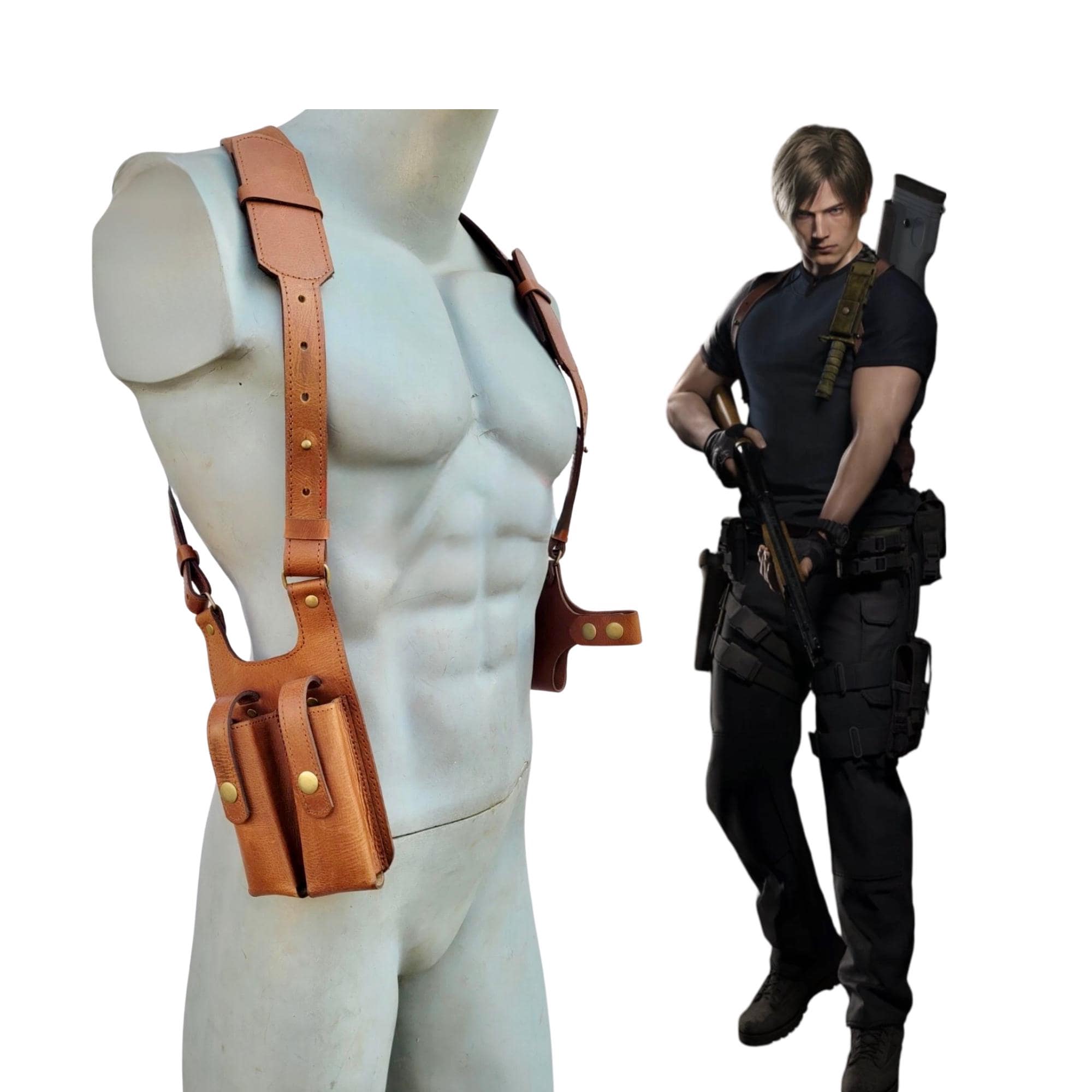 おみのにいちゃん品 レザーホルスター レオン・ケネディ レザーホルスター – バイオハザード コスプレ