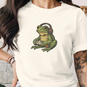 Gaming Frog T-shirt, Gamer Frog med headsetkontroll (digital nedladdning PNG)
