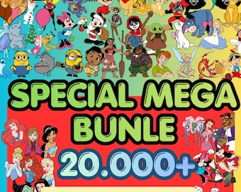 20000+ Special Mega Bundle SVG PNG | Princess, Mickey Mouse, Pixar Clipart | Digital Download Sublimation Files | Cartoon Bundle|Mega Bundle