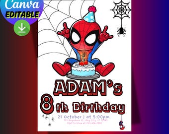 Spiderman Birthday Invitation | Editable Superhero Party Template | Boy Invite | Instant Download