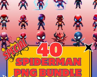 Spider-Man Clipart | Cute Superhero PNG Bundle (Digital Download)