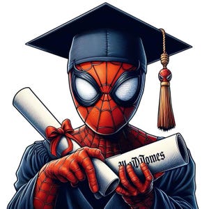 Spiderman Graduation PNG | Superhero Graduate Clipart | Cute Graduation Cap Spider PNG | Superhero Graduation Party Decor | Senior Class