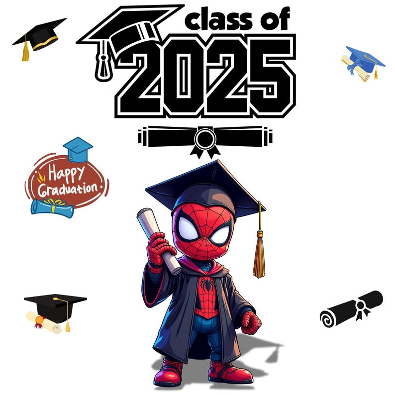 Spiderman Graduation PNG Bundle | 7 Graduate Spider Hero Clipart ...