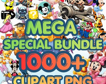 1000+ Clipart PNG Bundle – Mickey Mouse, Winnie, Stitch, Super Mario, Mega Bundle, Stickers, Scrapbook Disney Mega Bundle, Mega Bundle