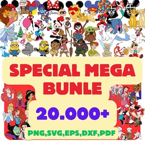20000+ Special Mega Bundle SVG PNG | Princess, Mickey Mouse, Pixar Clipart | Digital Download Sublimation Files | Cartoon Bundle|Mega Bundle