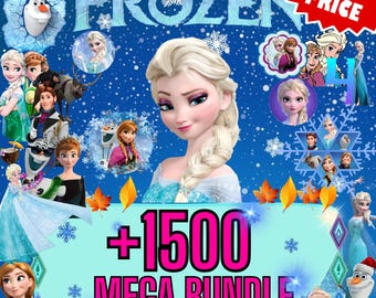 Pacote Mega com Mais de 1500 Cliparts de Frozen | Elsa, Anna, Olaf, PNG, SVG, PDF | Decoração de Festa Frozen | Arquivos Digitais para Sublimação e Impressão