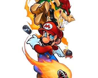 Super Mario & Bowser Fire PNG Clipart | Gamer Birthday (Digital Download)