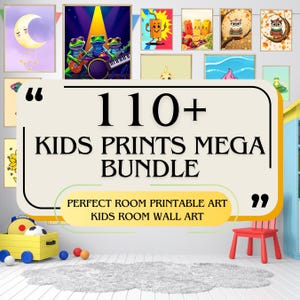 110+ Kids Wall Art Bundle | Nursery Prints for Boys & Girls | Cute Cartoon Animal Posters | Playroom Decor |High Resolution Digital Download