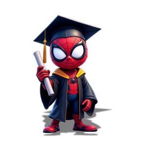Spiderman Graduation PNG | Superhero Graduate Clipart | Cute Graduation Cap Spider PNG | Superhero Graduation Party Decor | Instant Download