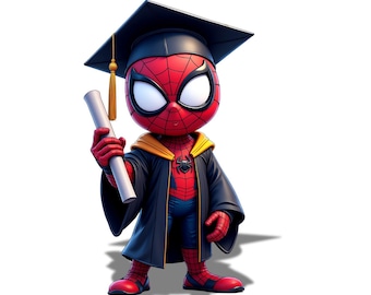 Spiderman Graduation Clipart | Superhero Graduate PNG (Instant Download) 2026 Graduate