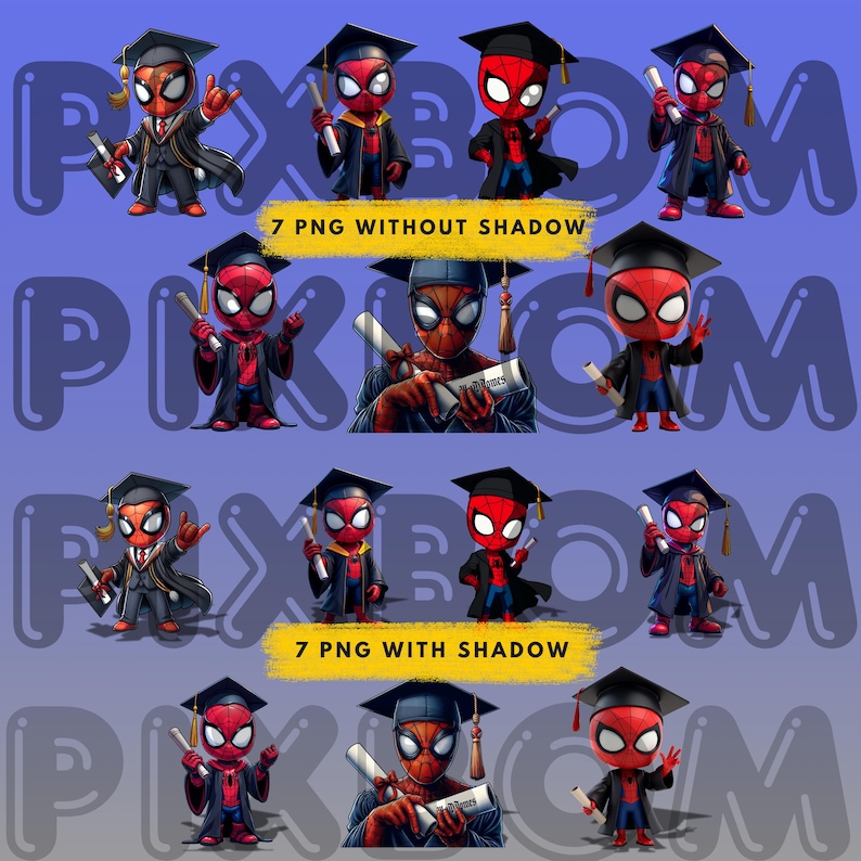 Spiderman Graduation PNG Bundle | 7 Graduate Spider Hero Clipart ...