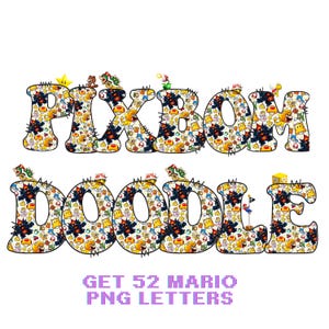 Super Mario Alphabet Font Bundle | Printable PNG Letters with  without Stickers | Digital Mario Font for Crafts, Party  Kids Decor