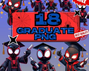 Spiderman Graduation PNG Bundle | Superhero Graduate Clipart (Digital Download)
