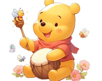 Cute Pooh Bear PNG, High-Resolution Clipart (Digital Download)