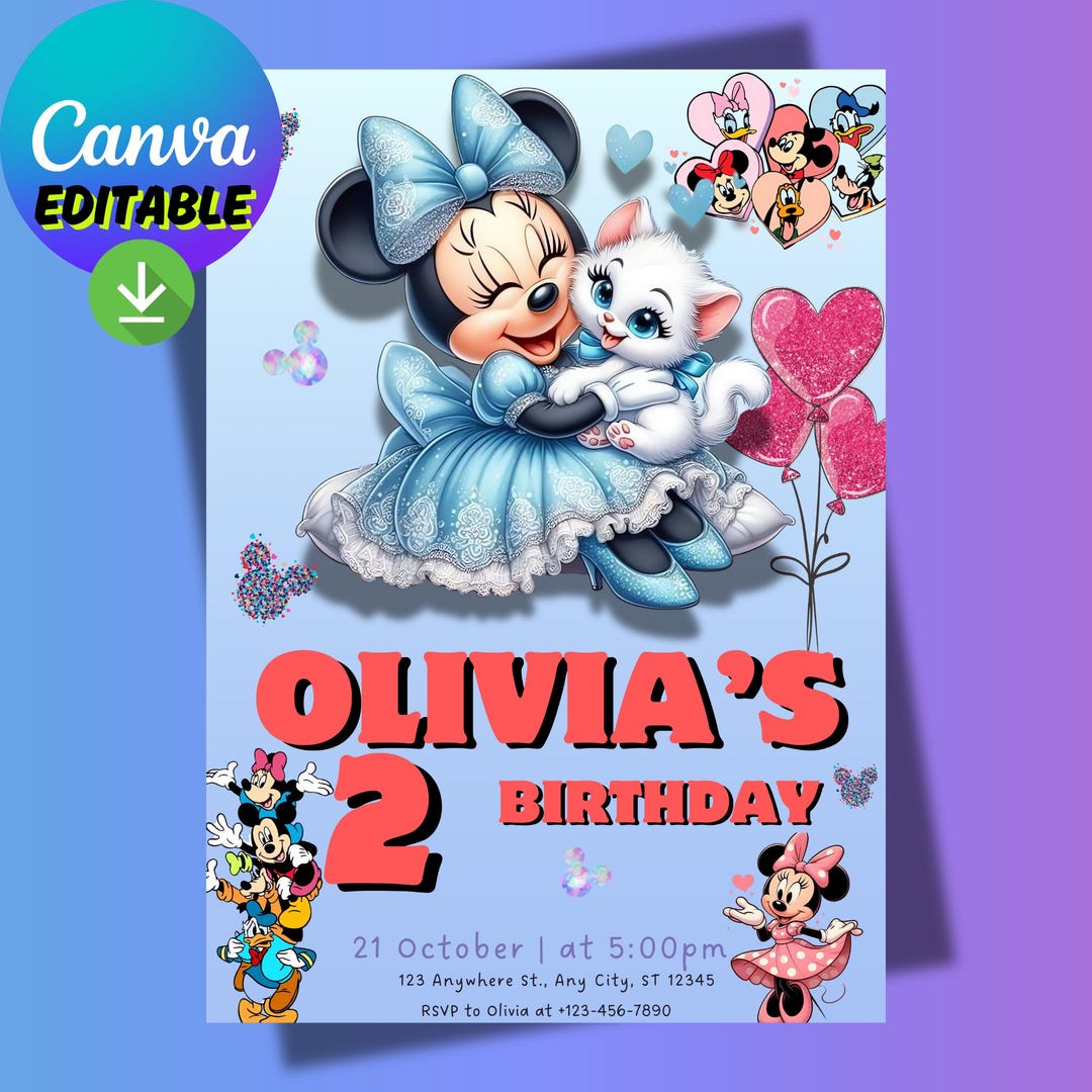 Minnie Mouse Birthday Invitation | Editable Canva Template | Party ...