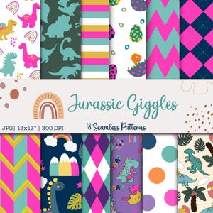 Dinosaur Seamless Digital Paper | Jurassic Background Pattern | Scrapbook Pages | Printable File | Instant Download | 300 DPI | Nursery