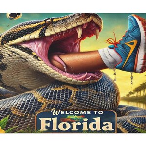 Postkarten, lustiges Willkommen in Florida Schlange Python schrulliges Design - 5er Set, Briefpapier, Grußkarten, Reiseandenken, süße Postkarte