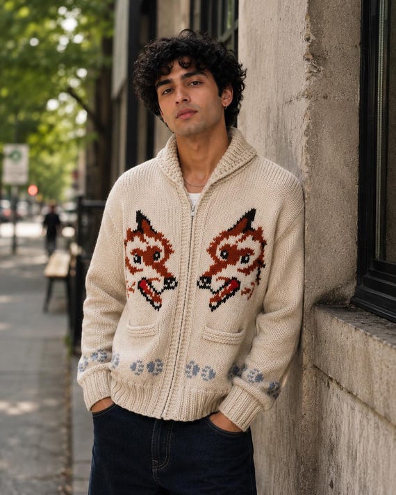 Project Hail Mary Inspired Wolf Cardigan, Ryan Gosling Ryland Grace Knit Sweater, Fox Nordic Zip Up Cosplay Jacket, Cabin Core Outerwear