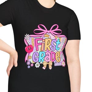 Comfort Colors First Grade Teacher Shirt: Back to School Tee with Bow