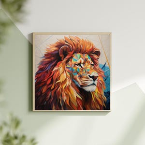 Lion Abstract print |Lion Poster |Colorful Lion wall art| Lion Digital download Lion Art|Colorful Lion Print|Lion Abstract art Lion Head