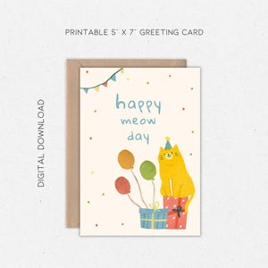 Cat Lover Birthday Card digital birthday card for cat lover cat birthday card for cat owner birthday card with cute cat graphic