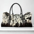 Handmade Hair-On Cowhide Duffle Bag: Leather Weekender Travel Bag product logo