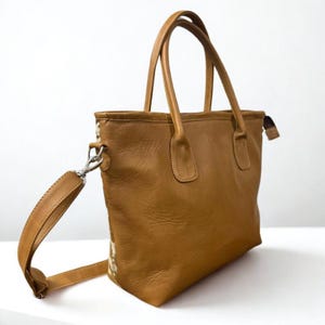 Handmade Real Cowhide Tote Bag: Western Style Leather Shoulder Purse image 4