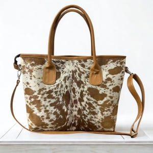 Sac fourre-tout en cuir de vachette fait main – Porte-monnaie en cuir véritable | Sac à main de style occidental | Cadeau unique pour elle | Sac rustique chic