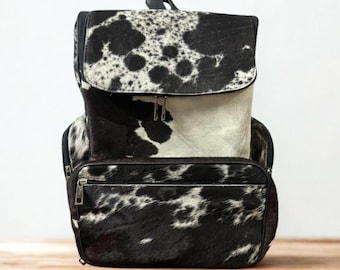 Mochila cambiador de piel de vaca hecha a mano: Bolso de cuero estilo western