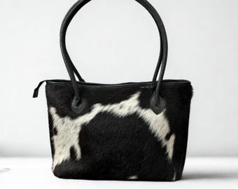 Handmade Cowhide Tote Bag: Hair-on-Hide Leather Shoulder Bag