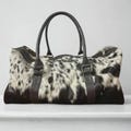 Handmade Hair-On Cowhide Duffle Bag: Leather Weekender Travel Bag product logo