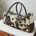 Cowhide Duffle Bag, Genuine Hair-on Hide Leather Weekender, Western Travel Duffel, Overnight Holdall Gift product logo