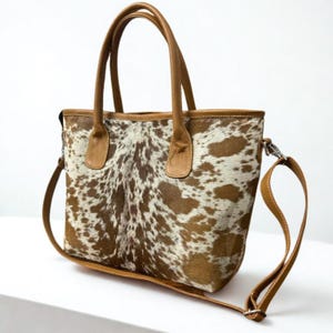 Handmade Real Cowhide Tote Bag: Western Style Leather Shoulder Purse image 5