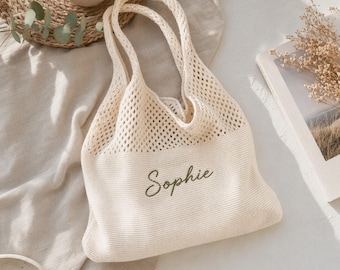 Personalized Crochet Beach Bag | Custom Name Tote | Summer Vacation Bag