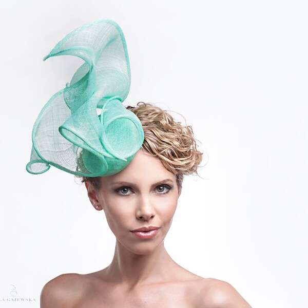 BUY 1 get 1 FREE Summer Mint Green - Sea Blue Women - Summer Straw Headpiece - Lightweight - Fascinator Statement - Hair Accessories