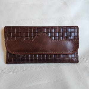 Portefeuille vintage pour femme en cuir tressé véritable