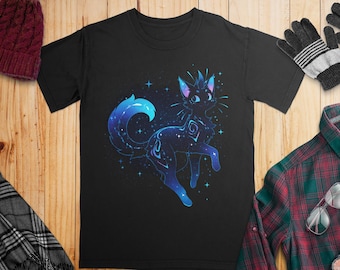 Cosmic Cat Night Sky T-shirt | Starry Galaxy Kitty Tee, Comfort Colors 1717