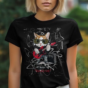 Rock Cat Guitar Shirt: Funny Cat Lover Tee