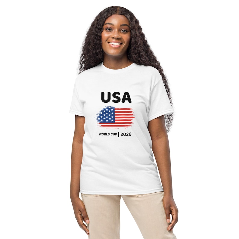 Styled 2026 USA World Cup shirt – paired with soccer accessories like cleats and a ball, ideal for game day outfit inspiration