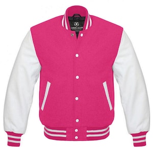 Hot Pink Varsity Jacket för Herr & Dam Unisex Letterman Jackor
